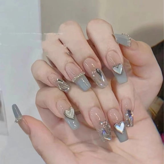Wear Nail Haze Blue French Love Manicure Detachable