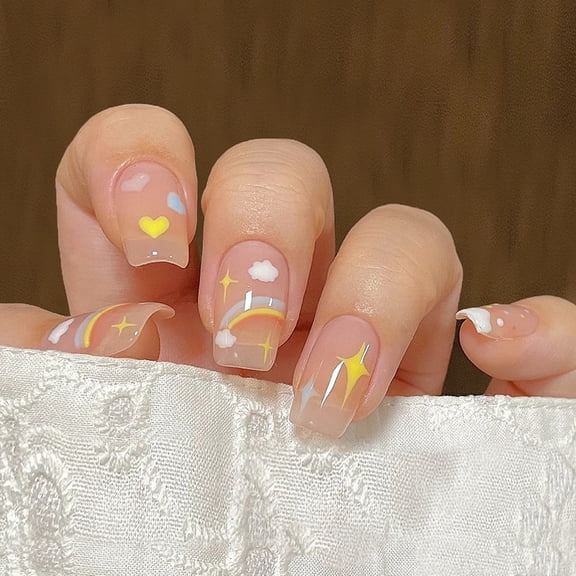 Wear Nail Summer Love White Clouds Colorful Manicure