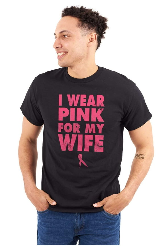 Wear Pink For My Wife Breast Cancer Men's Graphic T Shirt Tees Brisco Brands S