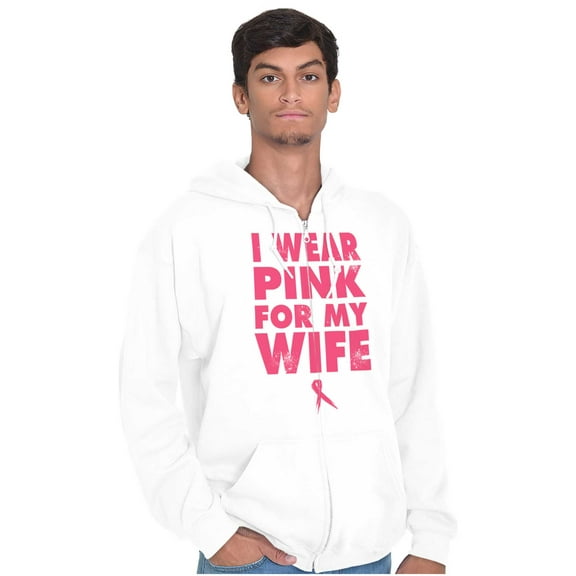 Wear Pink For My Wife Breast Cancer Zip Hoodie Sweatshirt Men Brisco Brands S