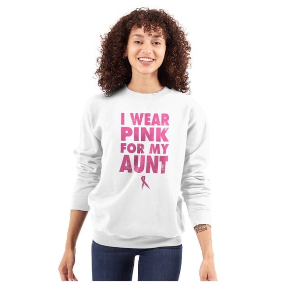 Wear Pink For My boob Breast Cancer Women Plus Size Crewneck Sweatshirt Brisco Brands 5X