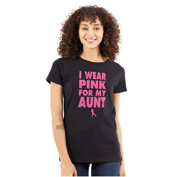 Wear Pink For My boob Breast Cancer Womens Slim Fit Graphic Tee Brisco Brands L