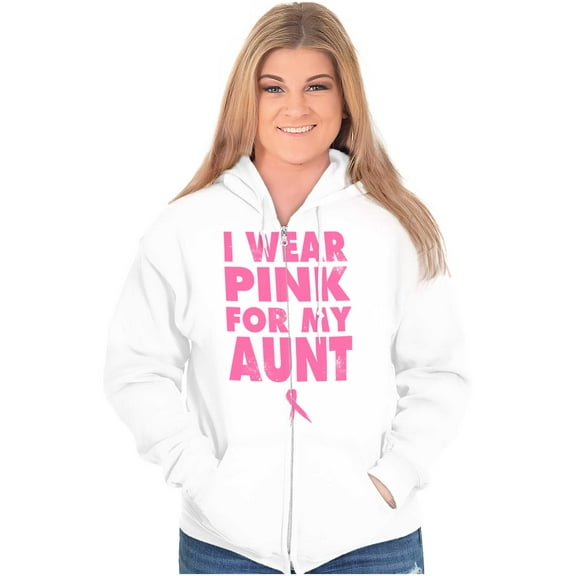 Wear Pink For My boob Breast Cancer Womens Plus Size Graphic Zipper Hoodie Brisco Brands 5X