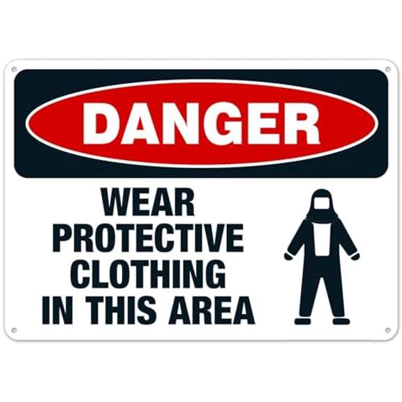 Wear Protective Clothing In This Area Sign, OSHA Danger Sign Signs Metal Sign NO.28534 Metal Tin Sign 8x12 Inch - Clear Warning for Home & Business Use