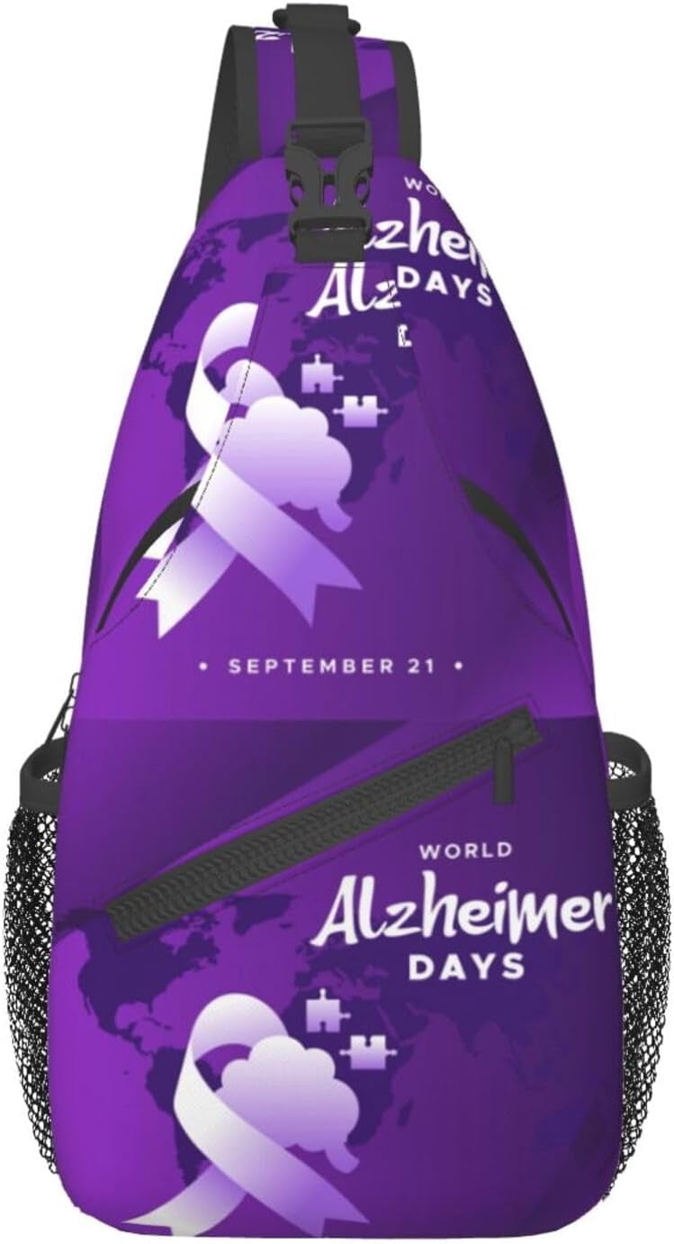 Wear Purple Alzheimer's Awareness Sling Bag Crossbody Hiking Travel Chest Bags Backpack Shoulder Daypack for Women Men
