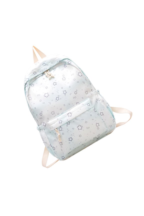 Wear Resistant Nylon Backpack with Star Pattern Ergonomic Strap Multiple Compartments Ideal for Study Work Outdoor Activity