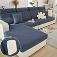 thumbnail image 1 of Wear-Resistant Universal Sofa Cover, Stretch Couch Cushion Slipcovers Replacement, Anti-Slip L Shape Sofa Covers, Chaise Lounge Sofa Slipcover（Large Double Seat Cover/Dark Blue）, 1 of 10
