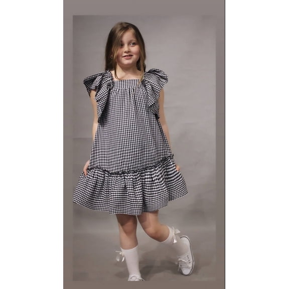 Wear Sierra Flutter Sleeve Girl's Seersucker Summer Dress Available in Infant Color Black Size 12