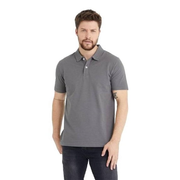 Wear Sierra Men's Polo Shirt, Short Sleeve, 2-Button, Quick Dry, Relaxed Fit, Gray, X-Large