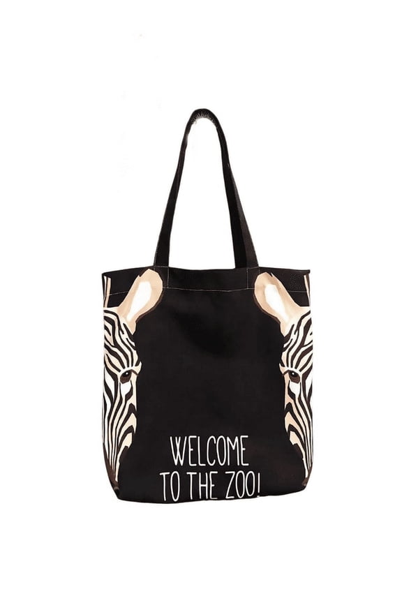 Black Zebra Beach Bag, Tote Bag, Polyester, Machine Washable, Tumble Dry Low, 17"x17"