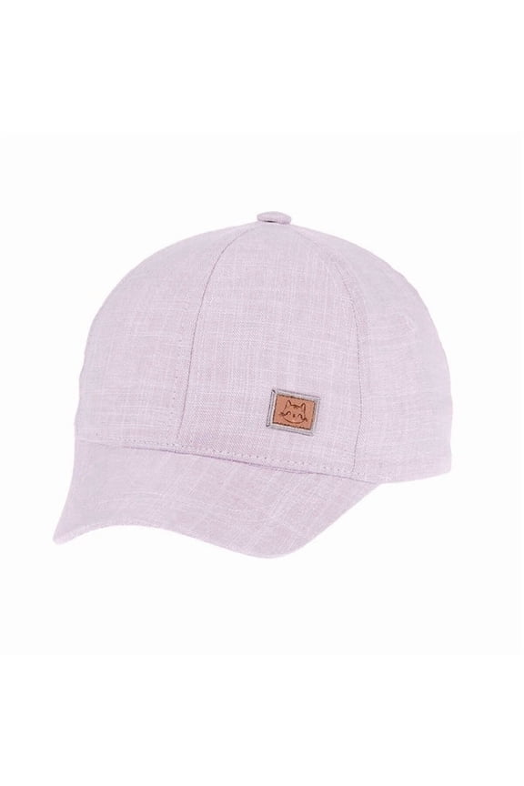 Toddler Girls Kitten Patch Linen Hat – Salmon, Lightweight Breathable Sun Hat, Ages 1–4 Years