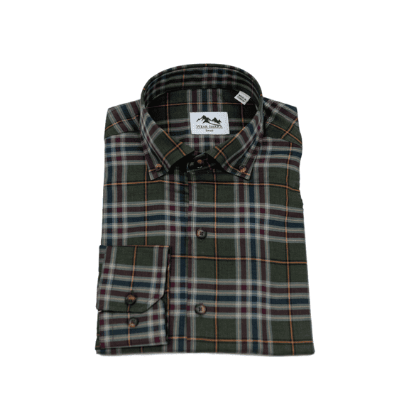 Wear Sierra Top Shelf Cotton Long Sleeve Button Down Shirts in Brown & Green Plaid