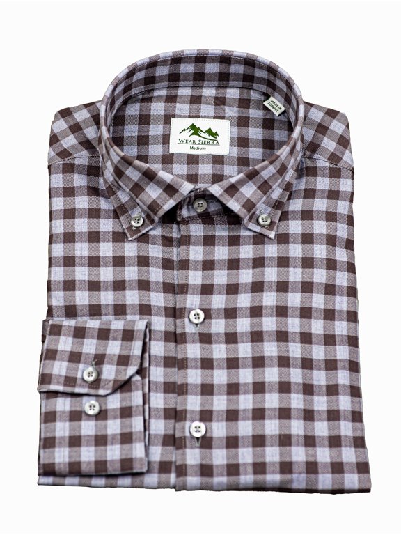 Top Shelf Cotton Long Sleeve Button Down Shirts in Gray Check