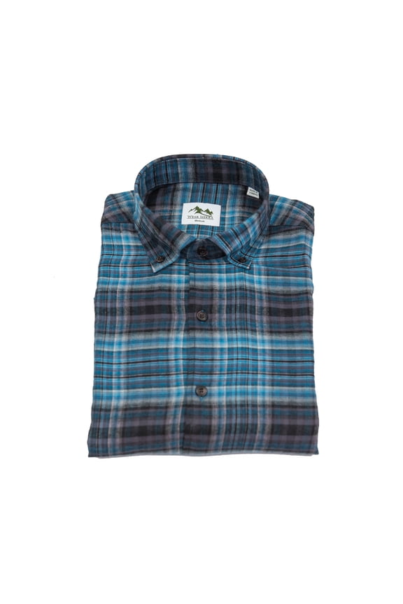 Top Shelf Cotton Long Sleeve Button Down Shirts in Navy Plaid