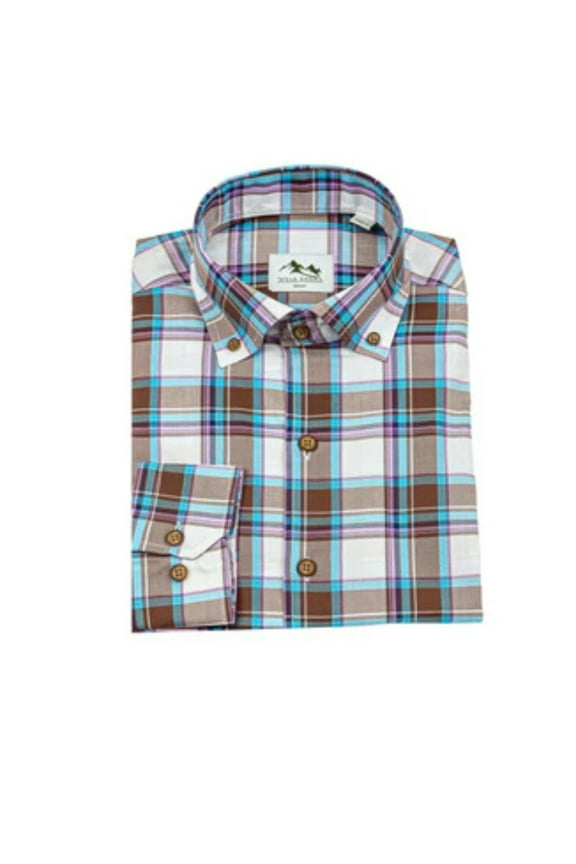 Top Shelf Cotton Long Sleeve Button Down Shirts in White Plaid