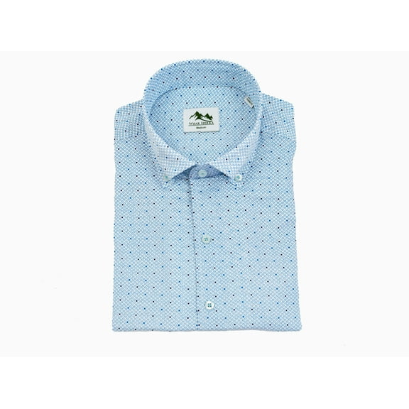 Wear Sierra Top Shelf Cotton Short Sleeve Button Down Shirts Blue Dots