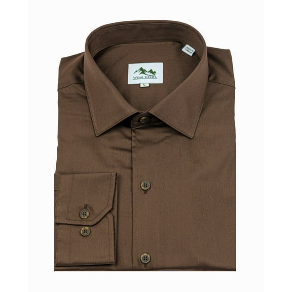 Wear Sierra Top Shelf Men's Turkish Cotton Long Sleeve Button Up Shirt in Brown