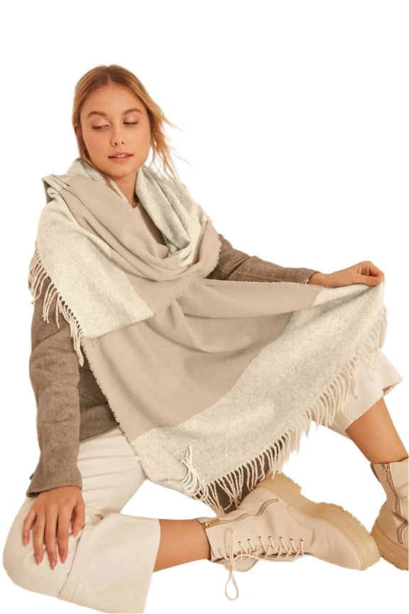 Women's Soft Textured and Stylish Herringbone Patterned Thick Shoulder Shawl,Scarf