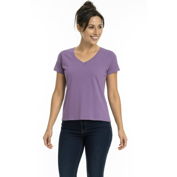 Wear Sierra Women's V-Neck T-Shirt, Turkish Pima Cotton,Soft & Breathable,Meadow Violet,Medium