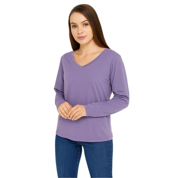 Women’s V-Neck Long Sleeve T-Shirt, Soft Turkish Pima Cotton, Wear Sierra, XL