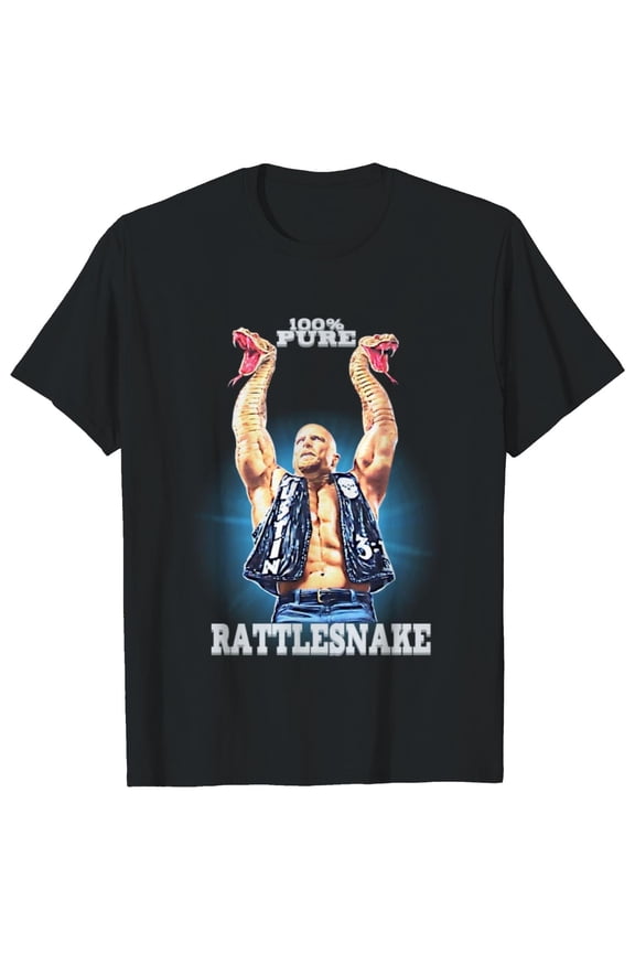 Wear Stone Cold Steve Austin Rattlesnake Retro T-shirt, Trending Unisex Cotton T-shirt,Black Color,Size L