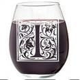 thumbnail image 1 of Wear The Logo 15.25 Oz. Clear Letter I Square Monogram Stemless Wine Glass, 1 of 2