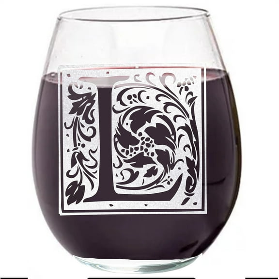 Wear The Logo 15.25 Oz. Clear Letter L Square Monogram Stemless Wine Glass