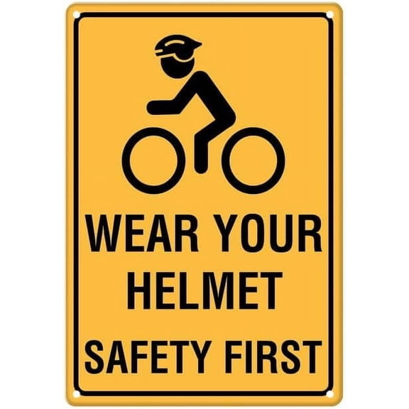 Wear Your Helmet Safety First Bike Aluminum Tin Sign Indoor Or Signs For Home Kitchen Farm Garden Garage Wall Decor 12X8Inch