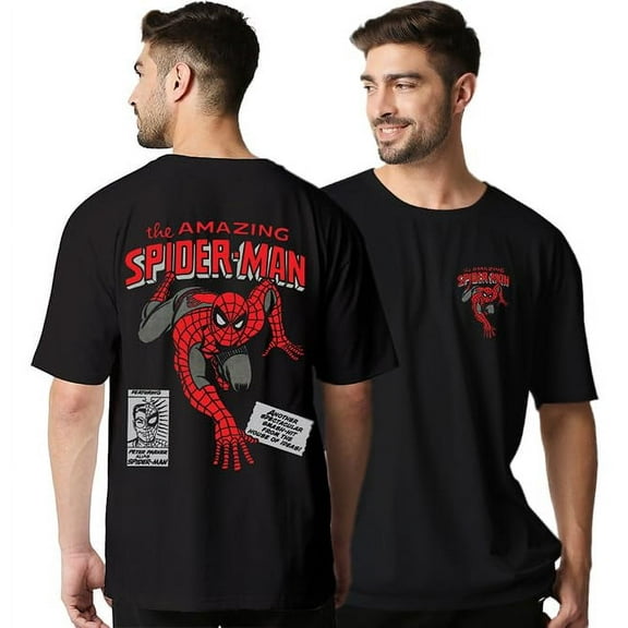 Wear Your Opinion Mens Back Print Oversized T-Shirt (Design: Spectacular Splash Oversized T-Shirt,Black,Medium)