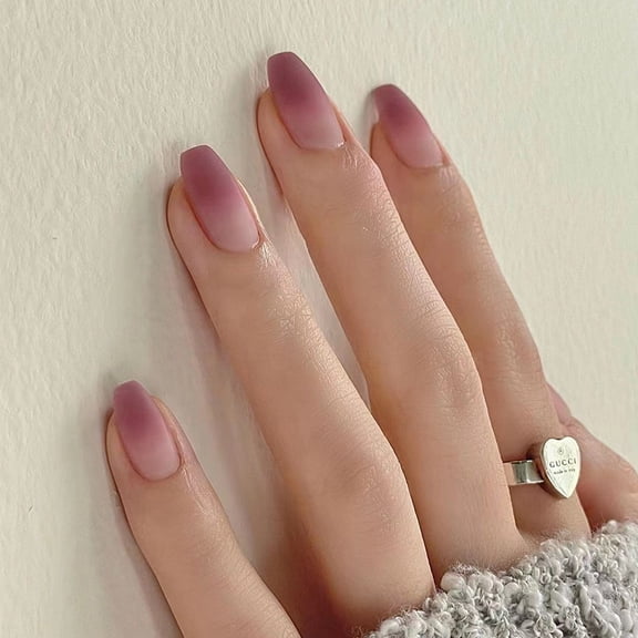 Wear armor short grape gradual change smoke purple matte nail wear nail advanced nail wear nail wholesale nail piece