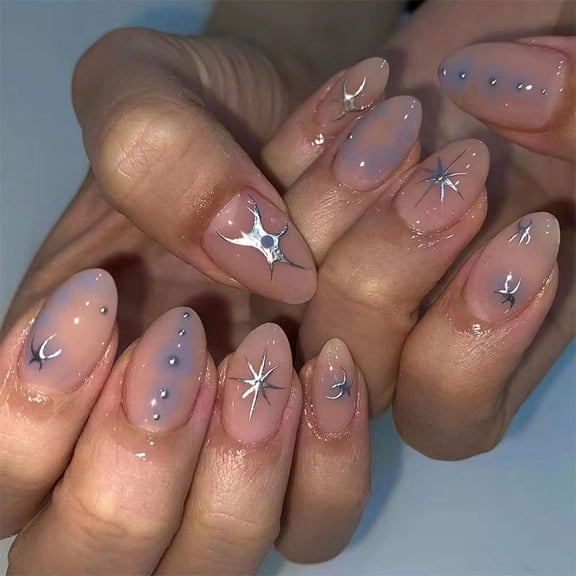 Wear nail piece Silver star spot Wear nail short wholesale Nail nail piece Wholesale Wear nail nail piece