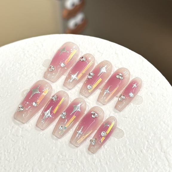 Wear nail piece pink blush nail smudge nail patch removable cellophane stack diamond starlight phototherapy nail belt drill