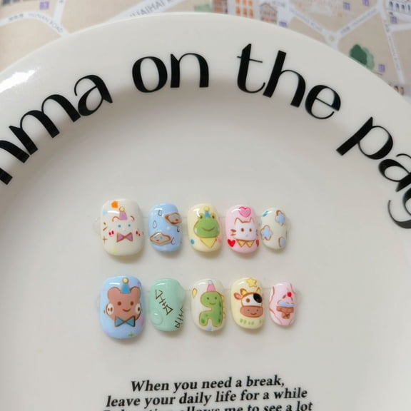 Wear nail wholesale cute hand-painted popular pinch cat's eye short ins wind scheduled wear nail patch