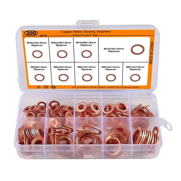 Wear-resistant Compact 200Pieces Automobile Engine Oil Drain Plugs Sealing O-Rings Gaskets Replacement Parts
