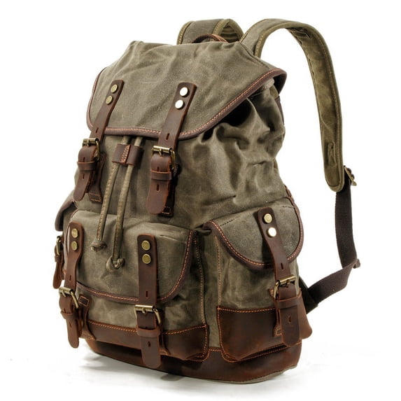 Wear-resistant canvas backpack,Green