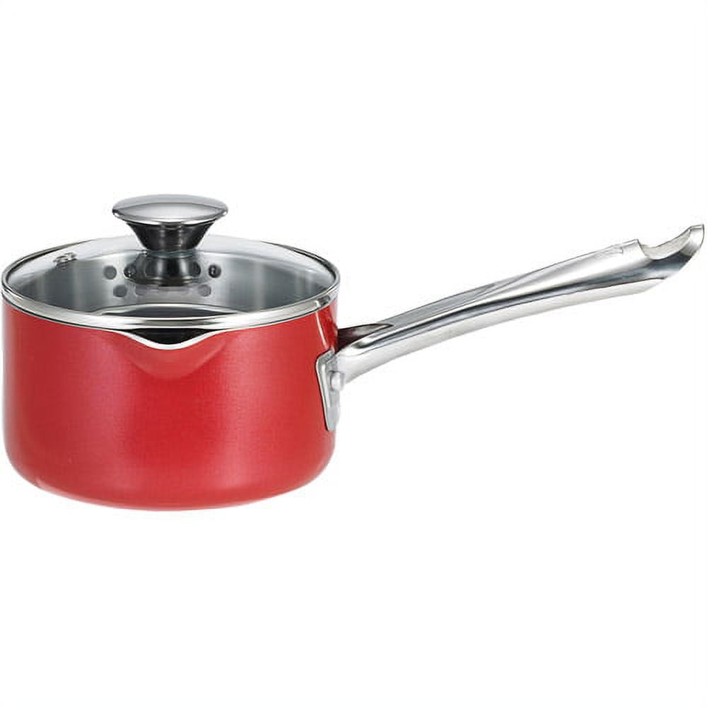 WearEver Cook & Strain Nonstick 1.2-Quart Saucepan, Red