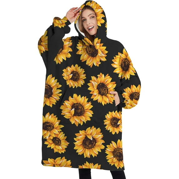 Wearable Adult Blanket Hoodie - Flannel Blanket Hoodie with Pockets - Sherpa Giant Hoodie Blankets for Women Men