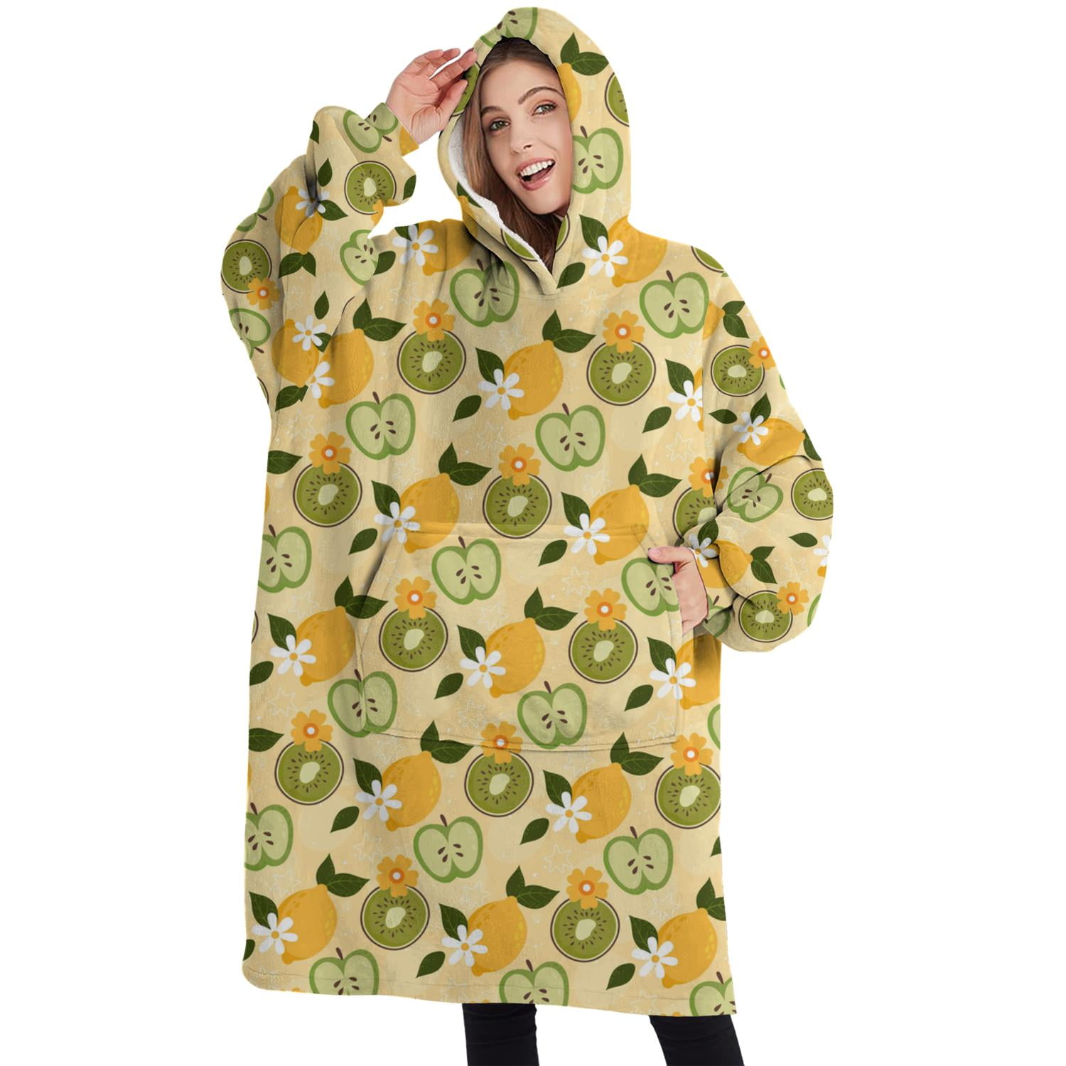 Wearable Adult Blanket Hoodie - Flannel Blanket Hoodie with Pockets -Sherpa Giant Hoodie Blankets for Women Men