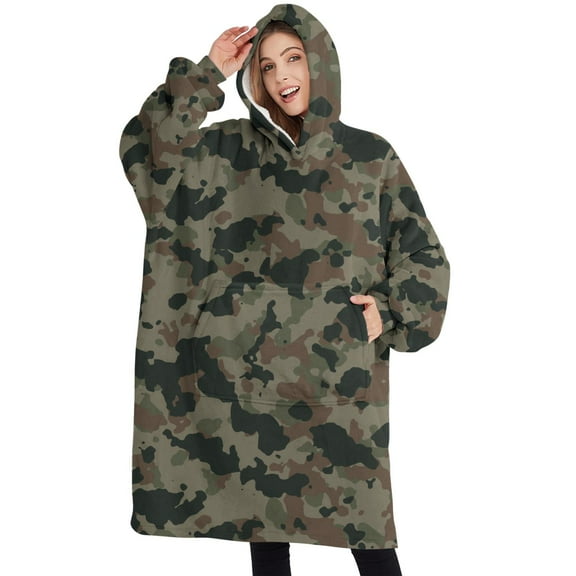 Wearable Adult Blanket Hoodie - Flannel Blanket Hoodie with Pockets -Sherpa Giant Hoodie Blankets for Women Men