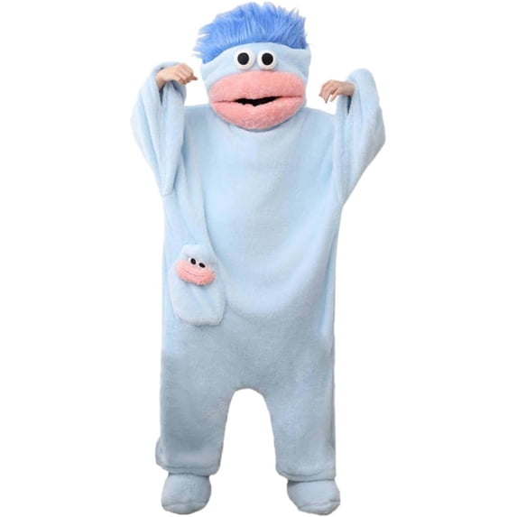 Wearable Big Mouth Creature Blanket Hoodie Onesie,Vibrant Hair Plush Hooded for Adult & Kid,Cozy Sleeping Bag Costume