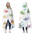 thumbnail image 1 of Wearable Blanket,Alphabet Dinosaur Names Chart Pattern Hooded Wearable Sherpa Blanket for Adults & Teens,Winter Poncho Shawl Wrap Cape Thick Warm,50"x60", 1 of 5