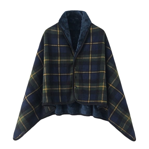 Wearable Blanket, Audhol Women's Winter Coral Fleece Double Layer Multifunctional Outdoor Cold Proof and Warm Plaid Blanket Home Shawl Lap Blanket Blackish Green, A