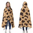 thumbnail image 1 of Wearable Blanket,Beige and Black Leopard Pattern Hooded Wearable Flannel Blanket for Adults & Teens,Winter Poncho Shawl Wrap Cape Cozy Anti-Pill,50"x60", 1 of 5