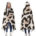 thumbnail image 1 of Wearable Blanket,Beige and Black Leopard Pattern Hooded Wearable Flannel Blanket for Adults & Teens,Winter Poncho Shawl Wrap Cape Cozy Anti-Pill,60"x80", 1 of 5