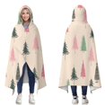 thumbnail image 1 of Wearable Blanket,Beige Christmas Tree Pattern Hooded Wearable Flannel Blanket for Adults & Teens,Winter Poncho Shawl Wrap Cape Cozy Anti-Pill,60"x80", 1 of 5