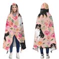 thumbnail image 1 of Wearable Blanket,Bernese Mountain Dogs with Pioneer Flower Hooded Wearable Flannel Blanket for Adults & Teens,Winter Poncho Shawl Wrap Cape Cozy Anti-Pill,60"x80", 1 of 5