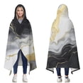 thumbnail image 1 of Wearable Blanket,Black Marble Gold Line Pattern Hooded Wearable Sherpa Blanket for Adults & Teens,Winter Poncho Shawl Wrap Cape Thick Warm,50"x60", 1 of 5