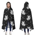 thumbnail image 1 of Wearable Blanket,Black White Cat Rose Moon Star Pattern Hooded Wearable Sherpa Blanket for Adults & Teens,Winter Poncho Shawl Wrap Cape Thick Warm,50"x60", 1 of 5