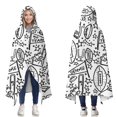 thumbnail image 1 of Wearable Blanket,Black White Football Elements Pattern Hooded Wearable Flannel Blanket for Adults & Teens,Winter Poncho Shawl Wrap Cape Cozy Anti-Pill,50"x60", 1 of 1