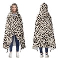 thumbnail image 1 of Wearable Blanket,Black and Tan Leopard Print Hooded Wearable Flannel Blanket for Adults & Teens,Winter Poncho Shawl Wrap Cape Cozy Anti-Pill,50"x60", 1 of 5